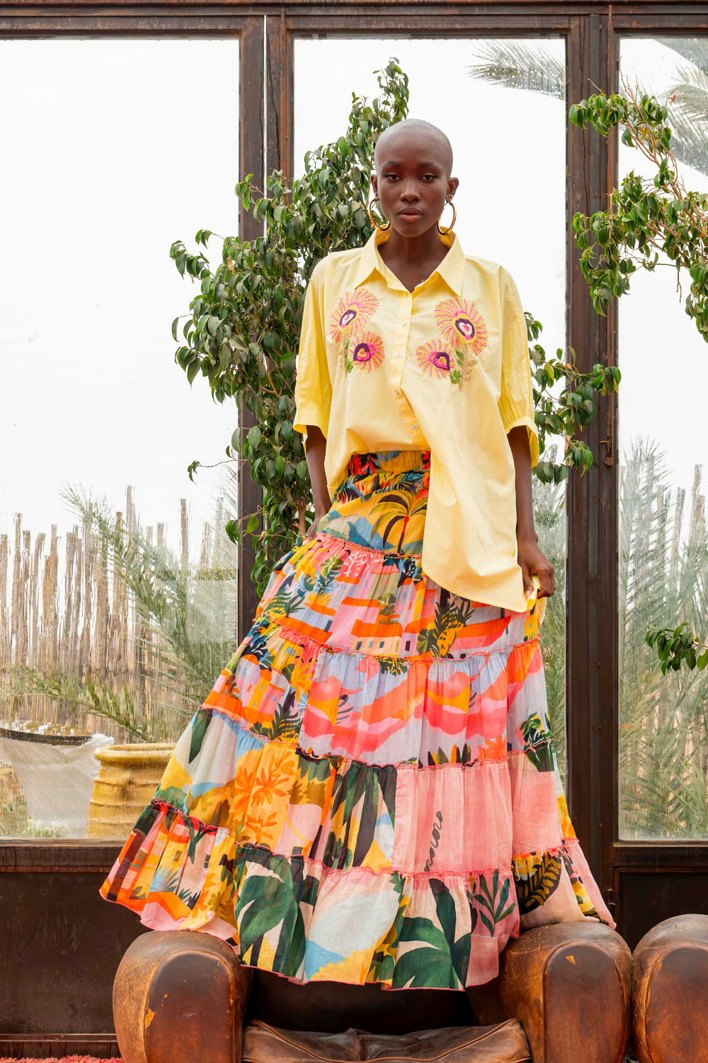 Blouse Brodée de Perles Sunyno - Taille unique / Jaune
