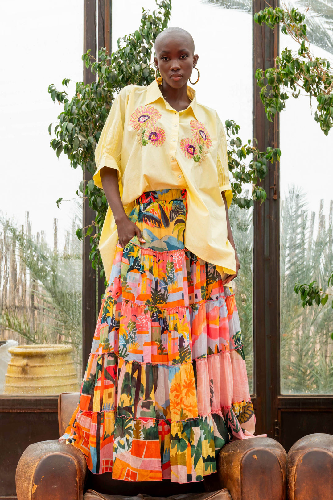 Blouse Brodée de Perles Sunyno - Taille unique / Jaune
