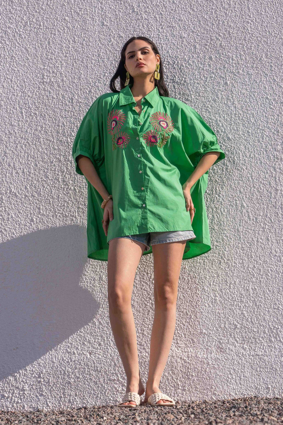 Blouse Brodée de Perles Sunyno - Taille unique / Vert