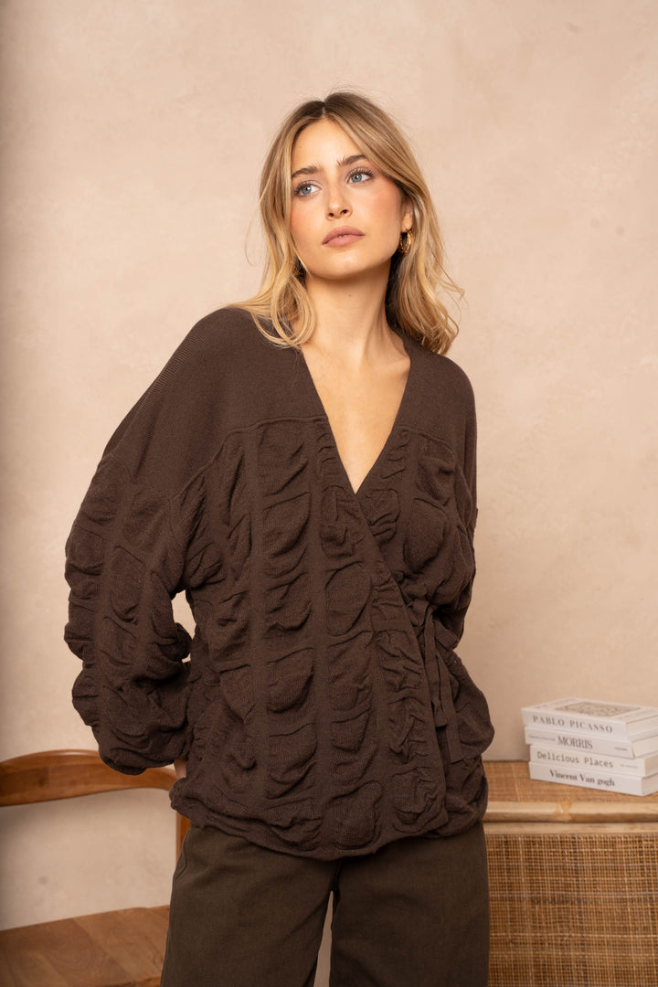 Blouse cache-cœur effet plissé Minas - Taille unique