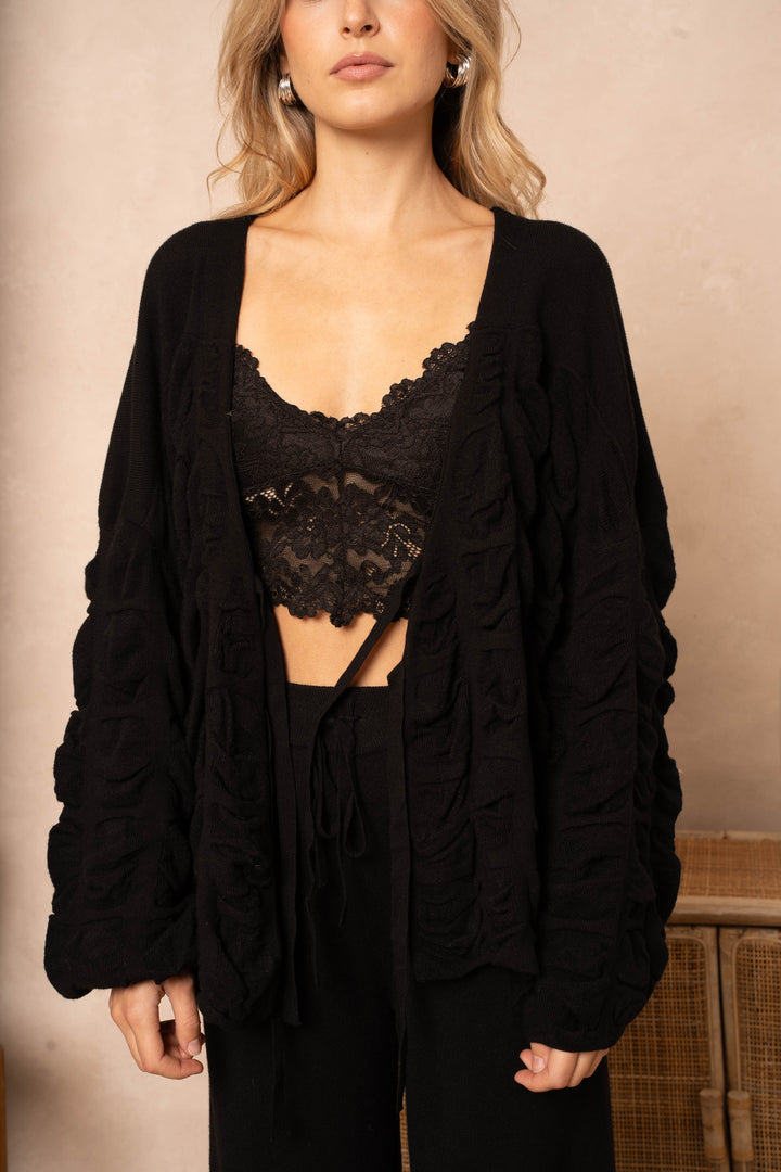 Blouse cache-cœur effet plissé Minas - Taille unique / Noir