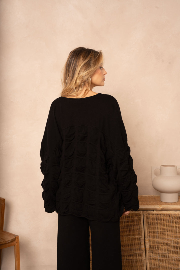 Blouse cache-cœur effet plissé Minas - Taille unique / Noir