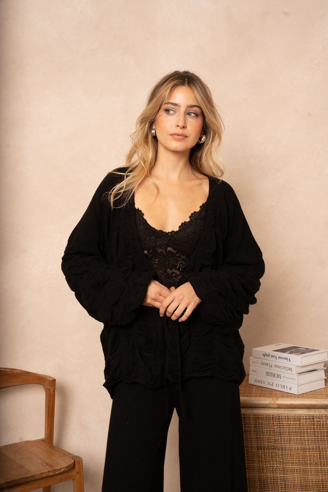 Blouse cache-cœur effet plissé Minas - Taille unique / Noir