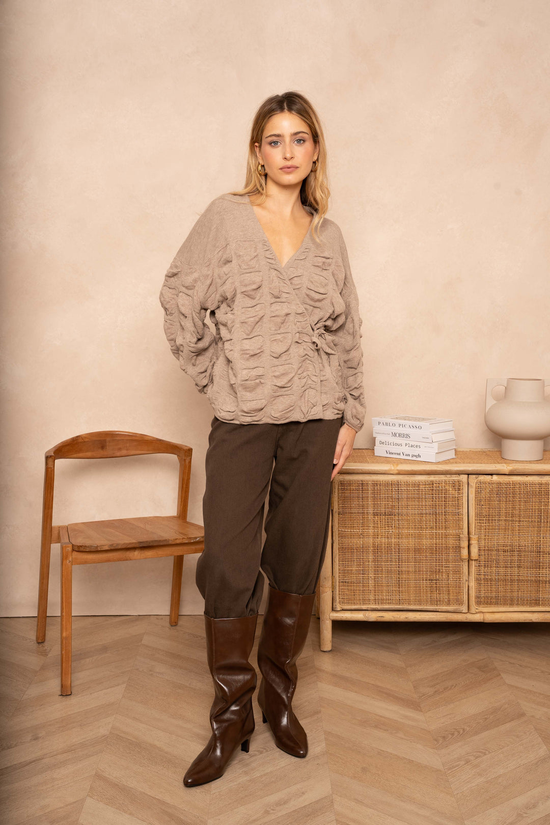 Blouse cache-cœur effet plissé Minas - Taille unique