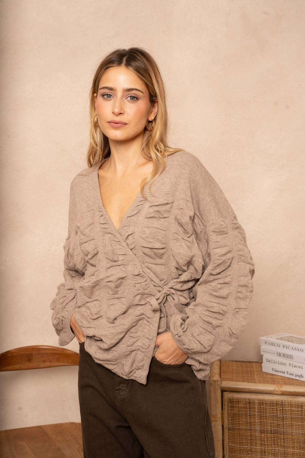 Blouse cache-cœur effet plissé Minas - Taille unique