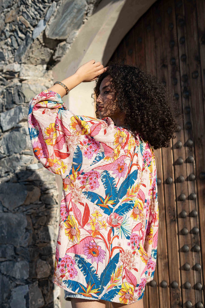 Blouse Fleurie avec Détails Perlés Siminy bis - Taille
