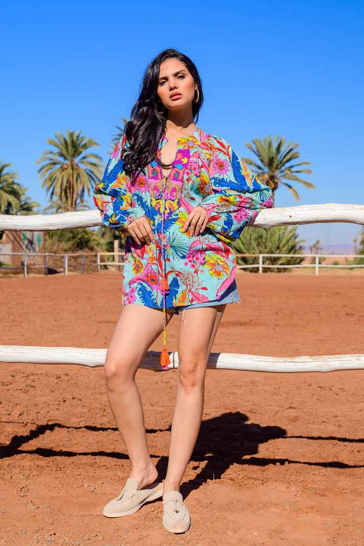 Blouse Fleurie avec Détails Perlés Siminy bis - Taille