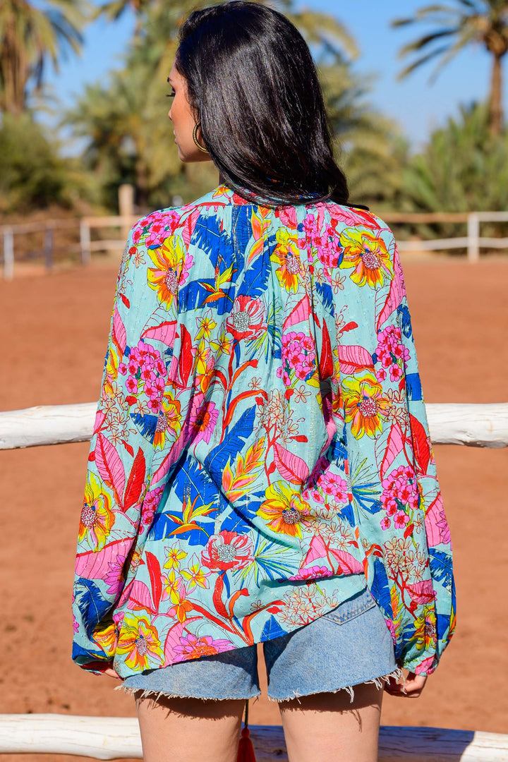 Blouse Fleurie avec Détails Perlés Siminy bis - Taille