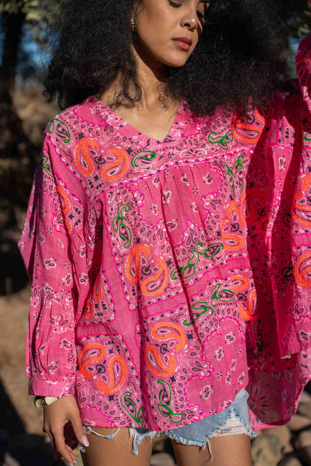 Blouse Fluide à Motifs Bruce - Taille unique 36-42 / Rose