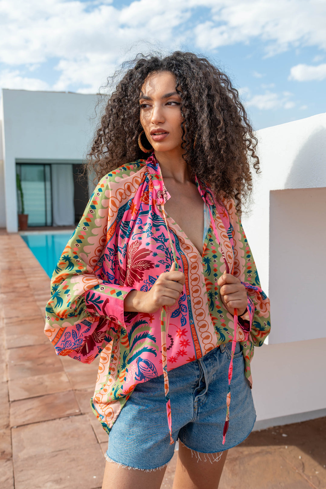 Blouse Fluide à Motifs Sarti - Taille unique / 279 - Rose
