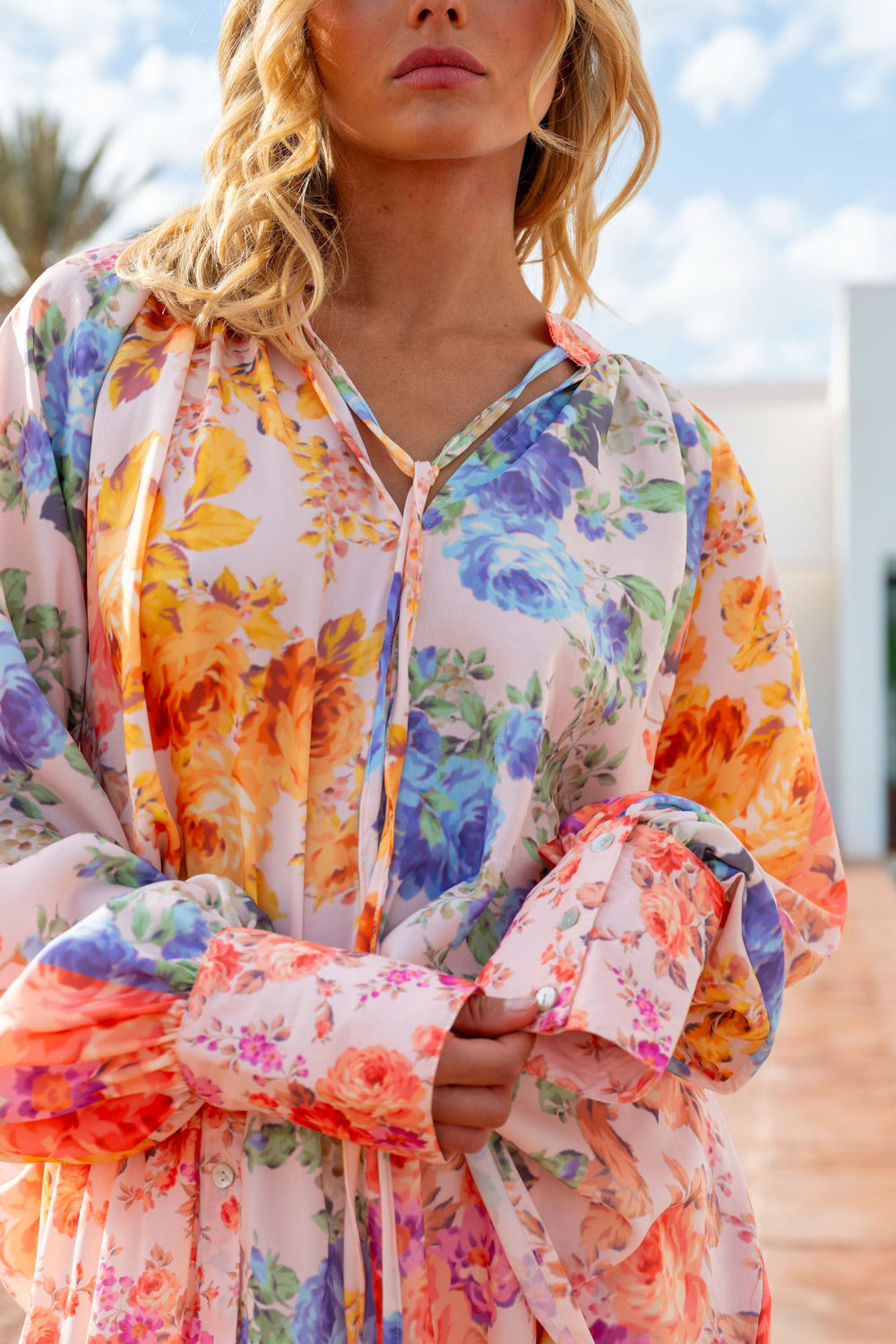 Blouse Fluide à Motifs Sarti - Taille unique / 285 - ecru