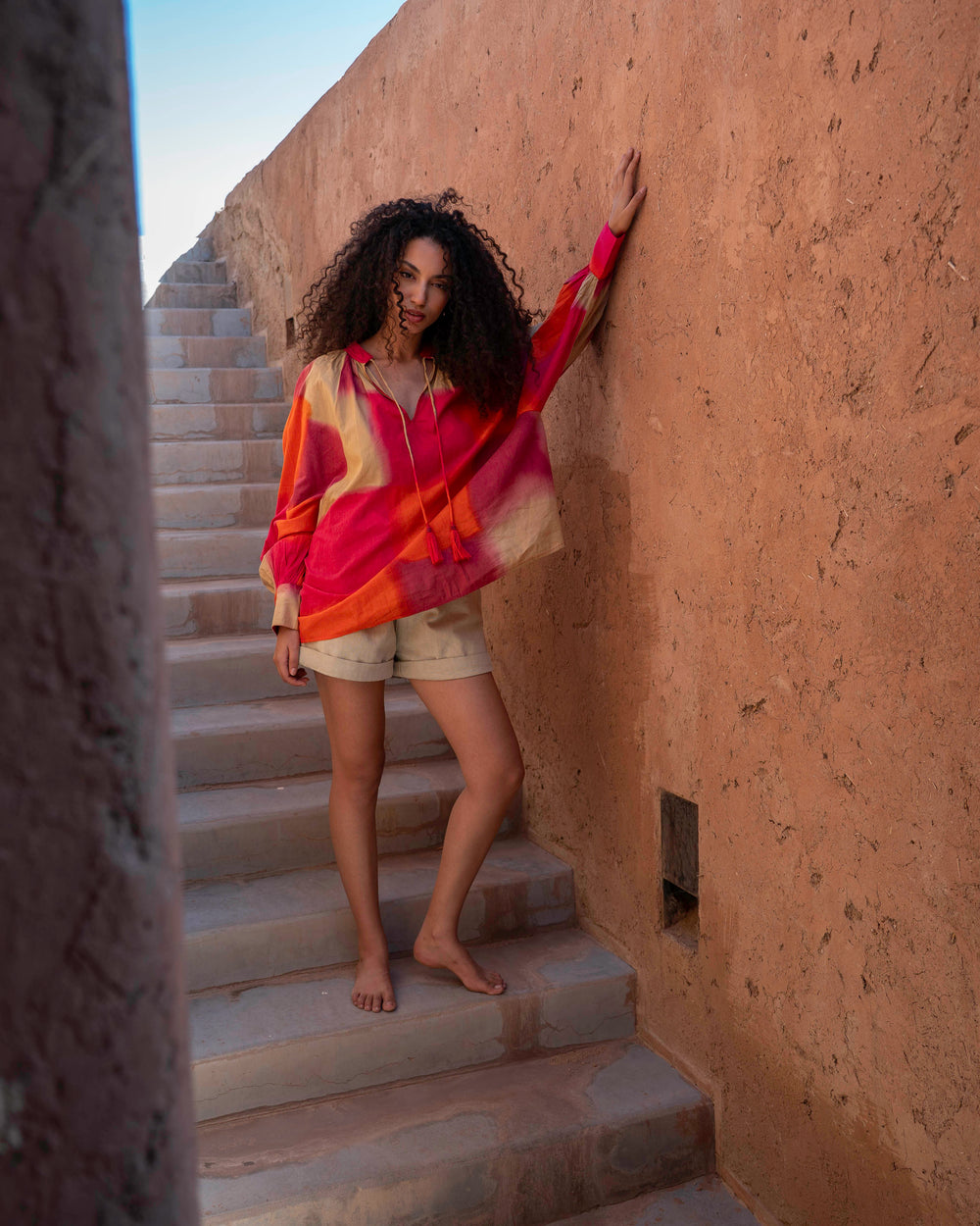 Blouse Fluide Col V Kity - Taille unique: 36 au 42 / Kaki