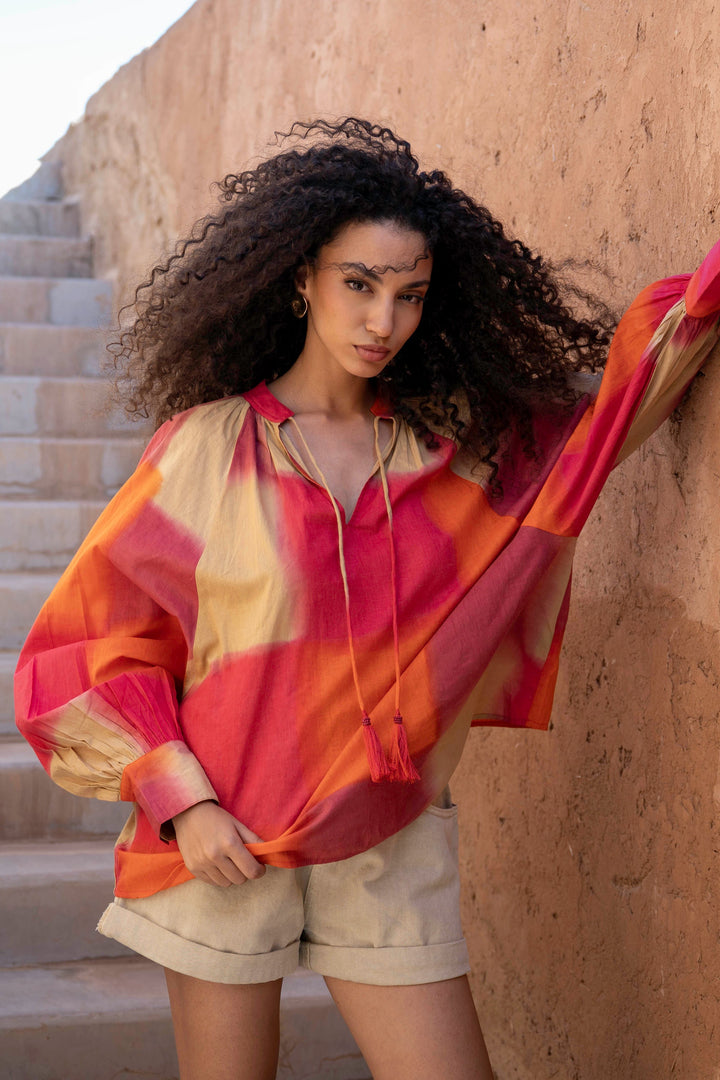 Blouse Fluide Col V Kity - Taille unique: 36 au 42 / Kaki
