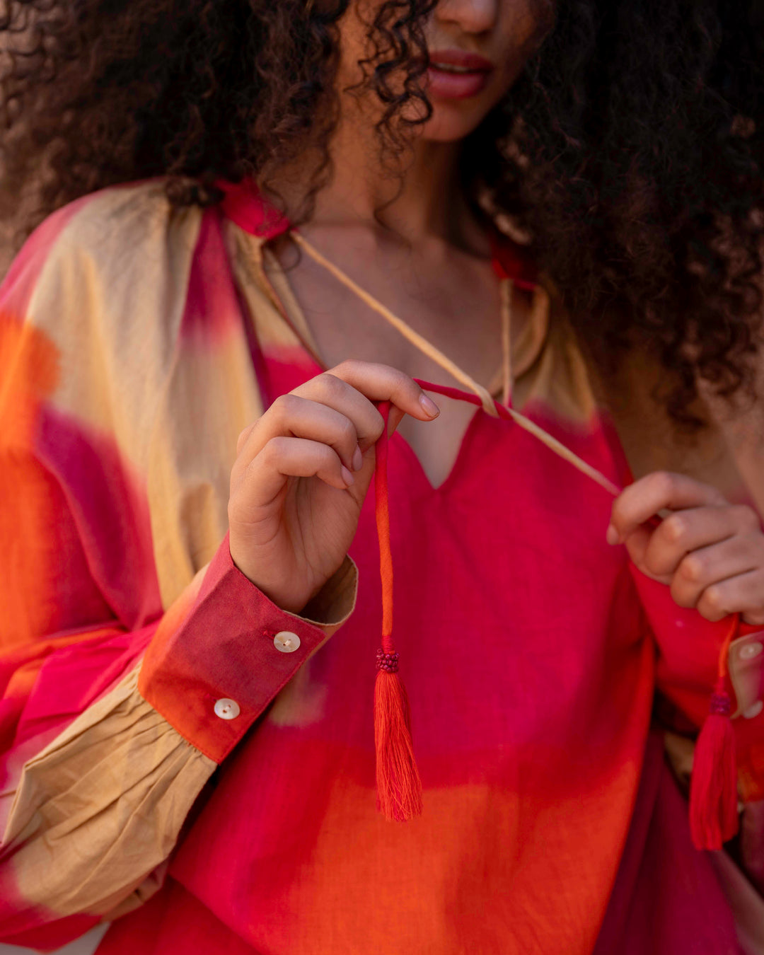 Blouse Fluide Col V Kity - Taille unique: 36 au 42 / Kaki