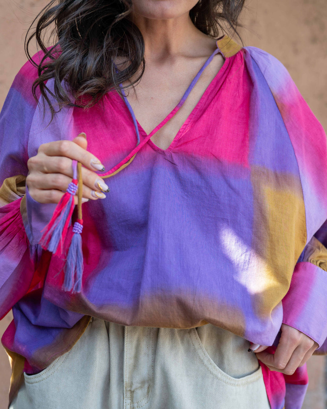 Blouse Fluide Col V Kity - Taille unique: 36 au 42 / Violet