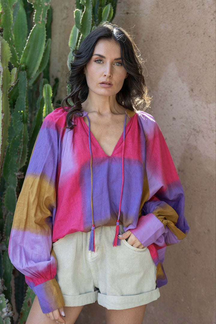 Blouse Fluide Col V Kity - Taille unique: 36 au 42 / Violet
