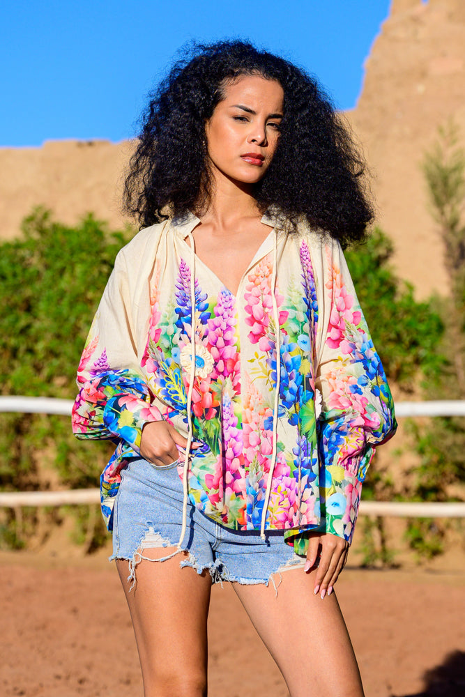 Blouse fluide imprimé Perla - Taille unique: 36 au 42