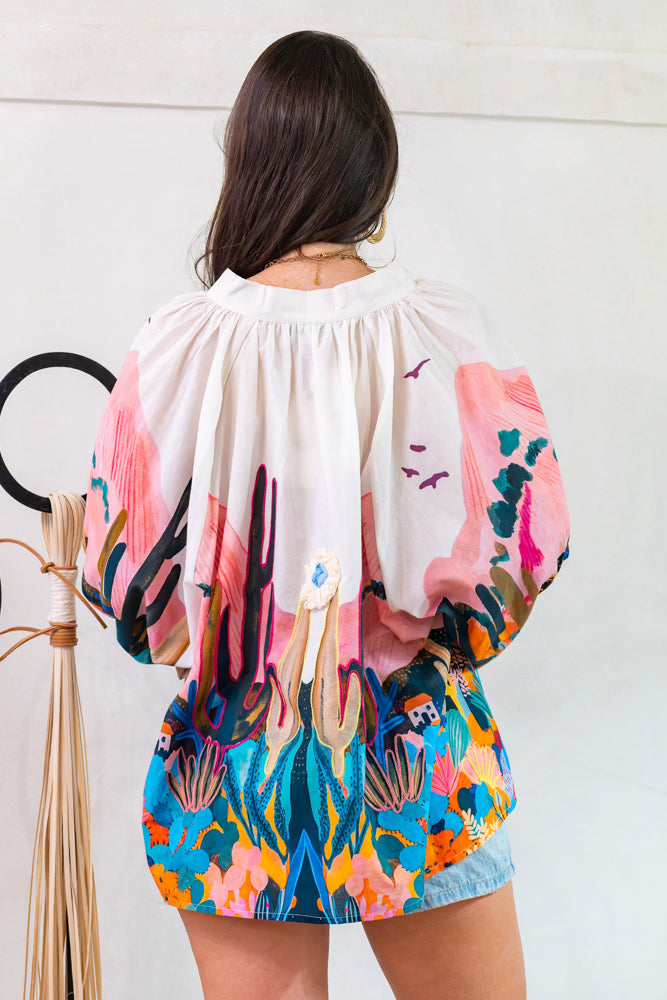 Blouse fluide imprimé Perla - Taille unique: 36 au 42