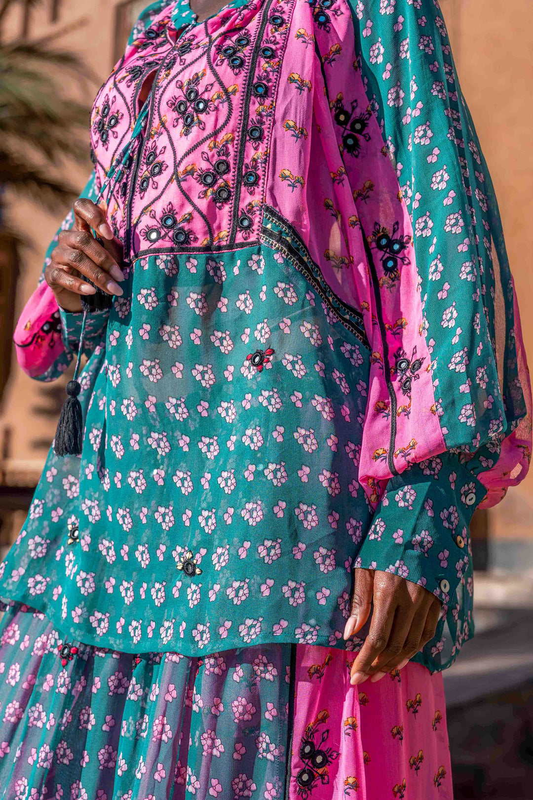 Blouse miroirs en viscose Barbara - Taille unique / Vert