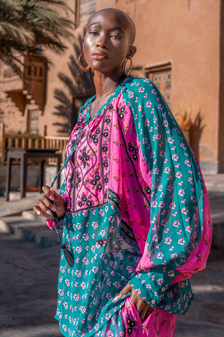 Blouse miroirs en viscose Barbara - Taille unique / Vert