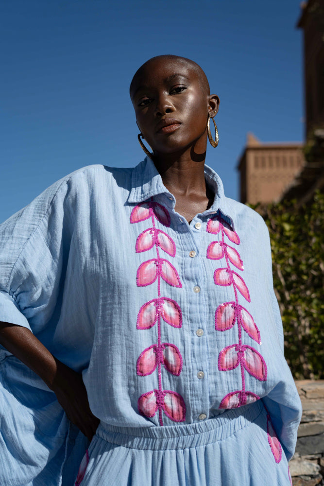 Blouse oversize Brodée Monita - Taille unique: 36 au 42