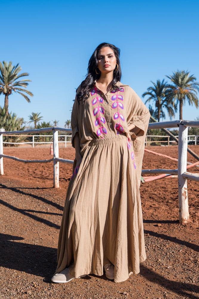 Blouse oversize Brodée Monita - Taille unique: 36 au 42