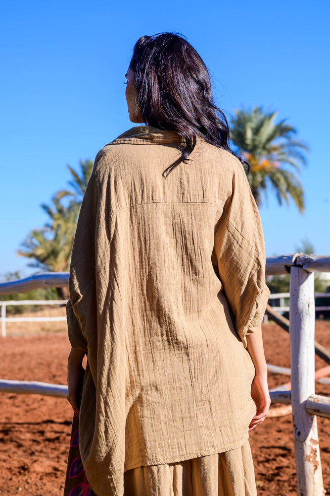 Blouse oversize Brodée Monita - Taille unique: 36 au 42