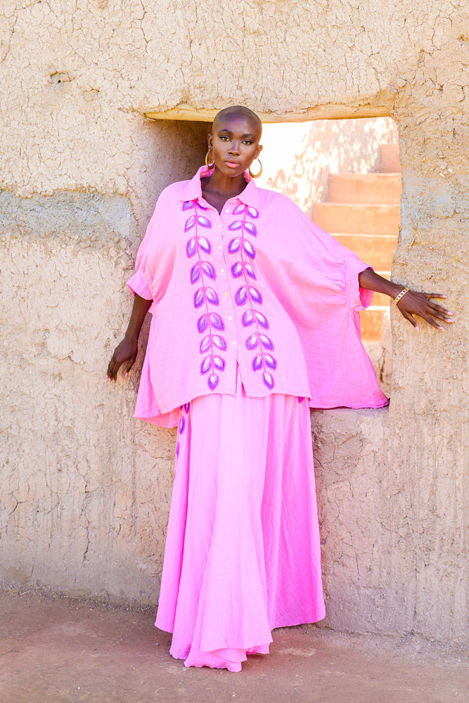 Blouse oversize Brodée Monita - Taille unique: 36 au 42