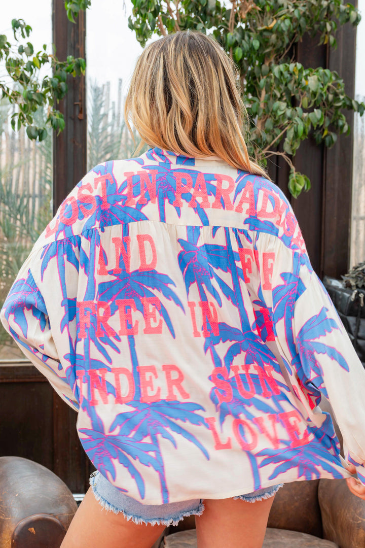 Blouse Oversize Imprimé Palmier Silvya - Taille unique