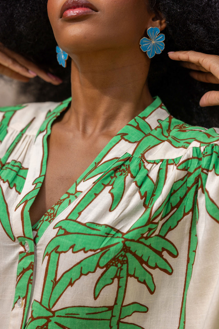 Blouse Oversize Imprimé Palmier Silvya - Taille unique