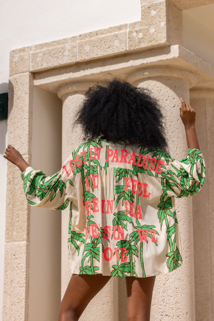 Blouse Oversize Imprimé Palmier Silvya - Taille unique