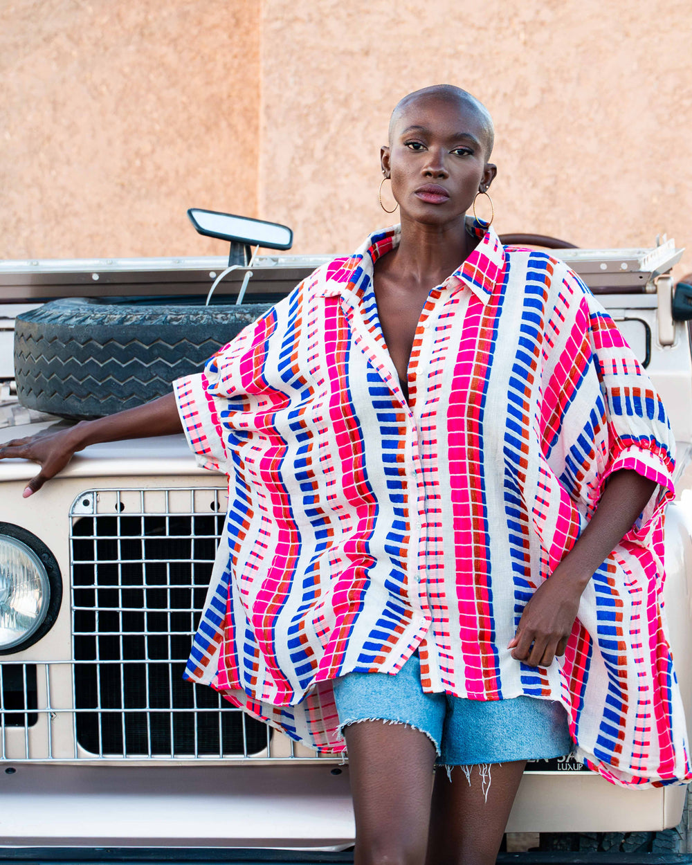 Blouse Rayée Oversize Siena - Taille unique / Bleu - Tops