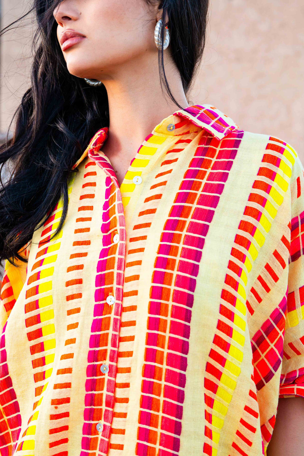 Blouse Rayée Oversize Siena - Taille unique / Jaune - Tops