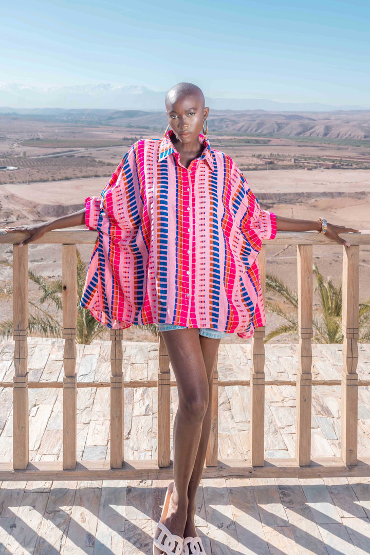 Blouse Rayée Oversize Siena - Taille unique / Rose - Tops