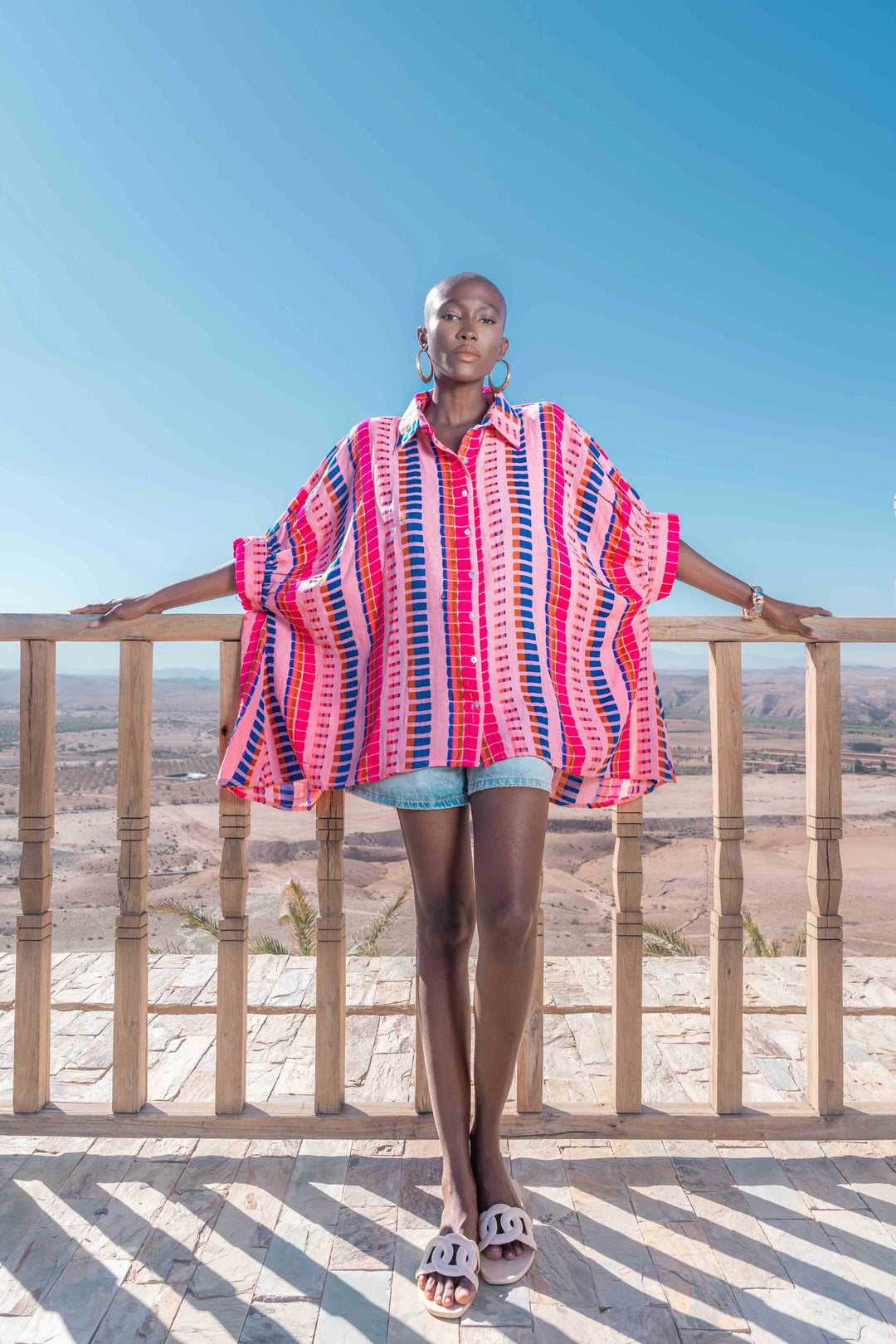 Blouse Rayée Oversize Siena - Taille unique / Rose - Tops