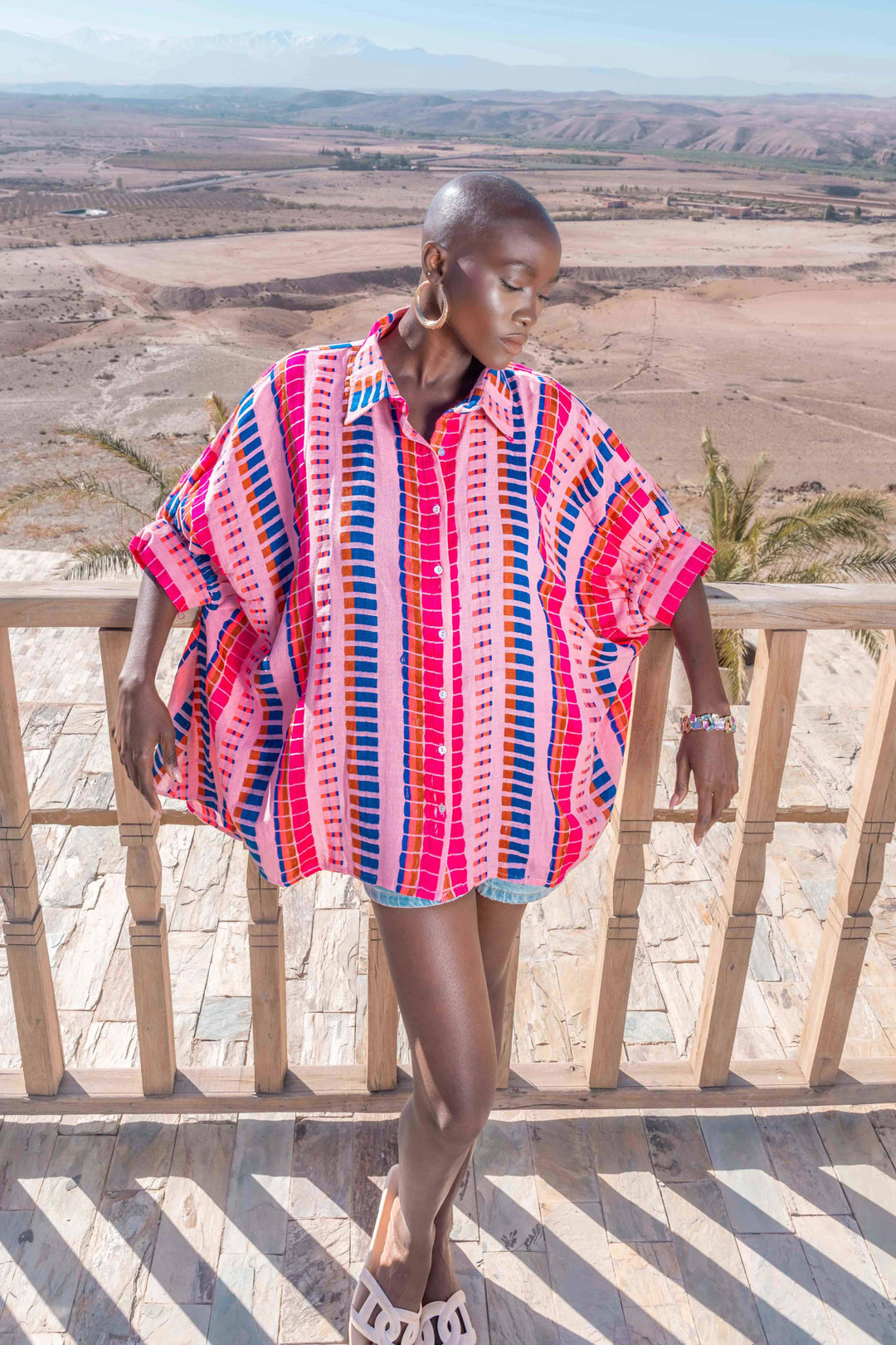 Blouse Rayée Oversize Siena - Taille unique / Rose - Tops