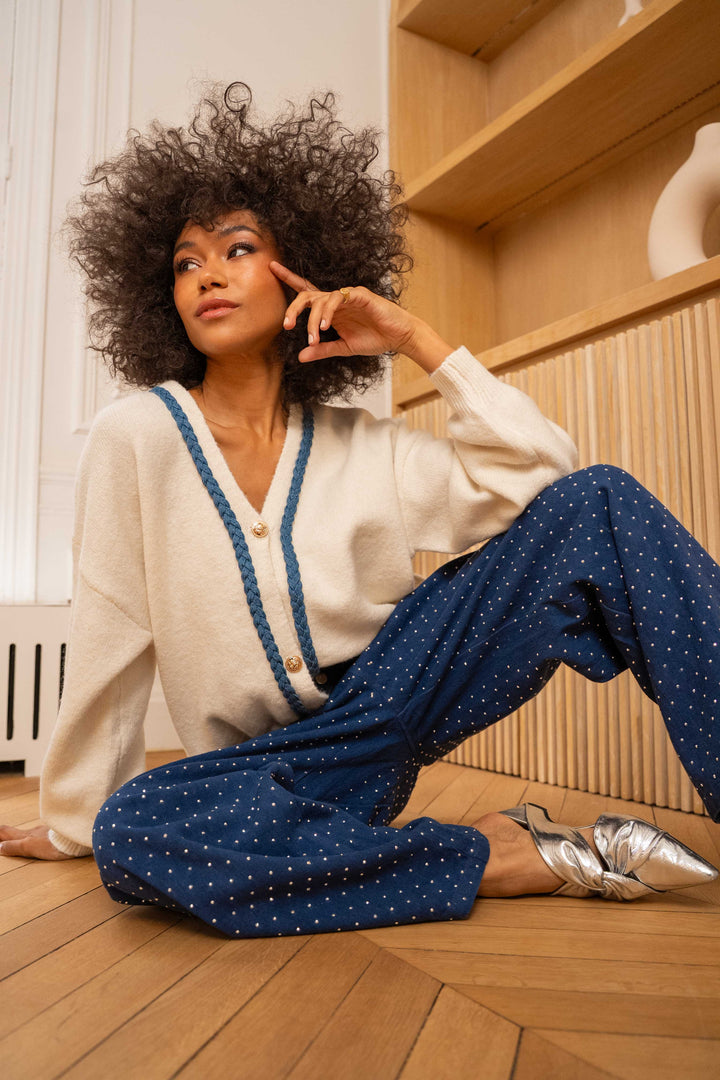 Cardigan col en V Rosalie - Taille unique / Ecru - cardigans