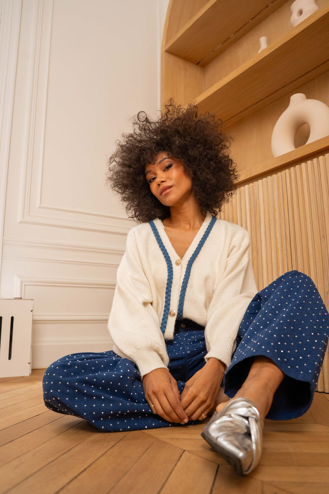 Cardigan col en V Rosalie - Taille unique / Ecru - cardigans