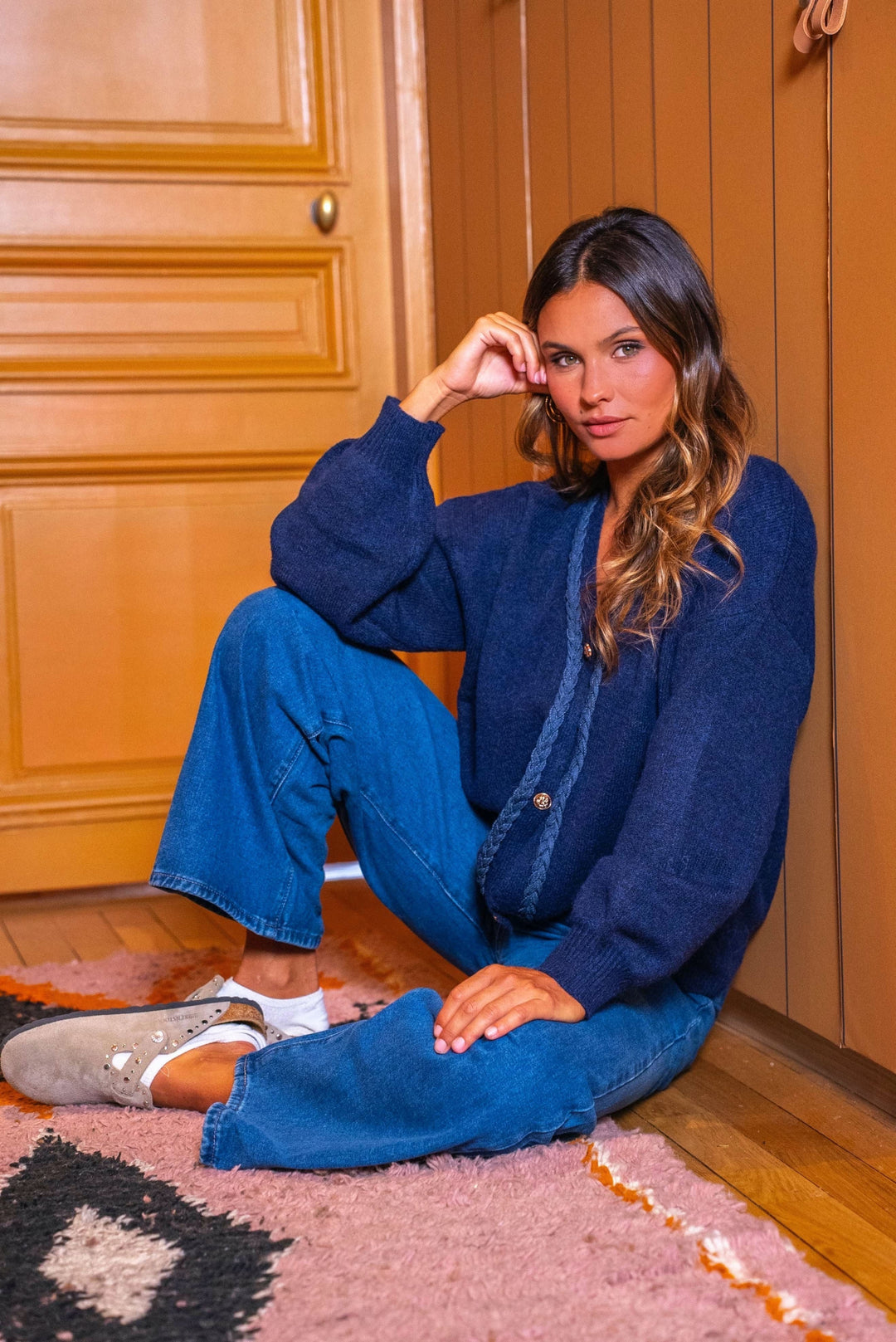 Cardigan col en V Rosalie - Taille unique / Marine