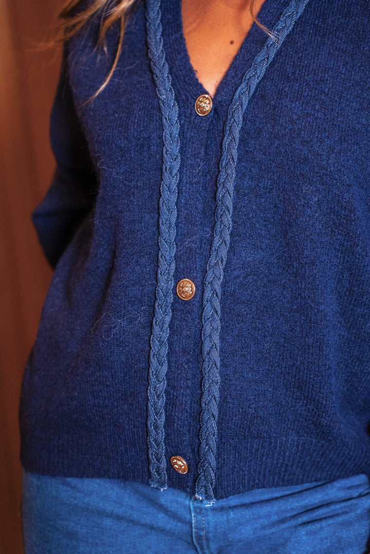 Cardigan col en V Rosalie - Taille unique / Marine
