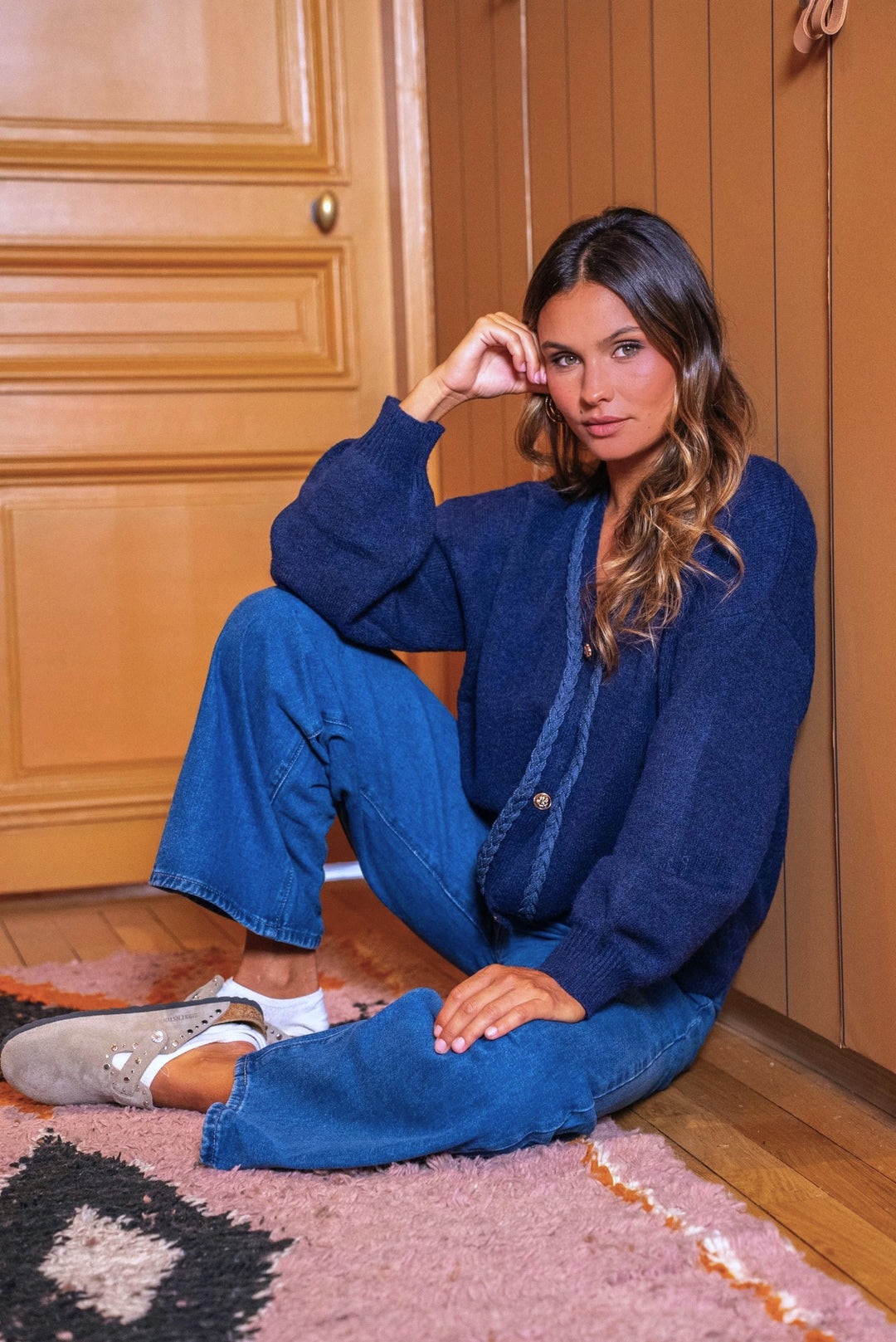 Cardigan col en V Rosalie - Taille unique / Marine