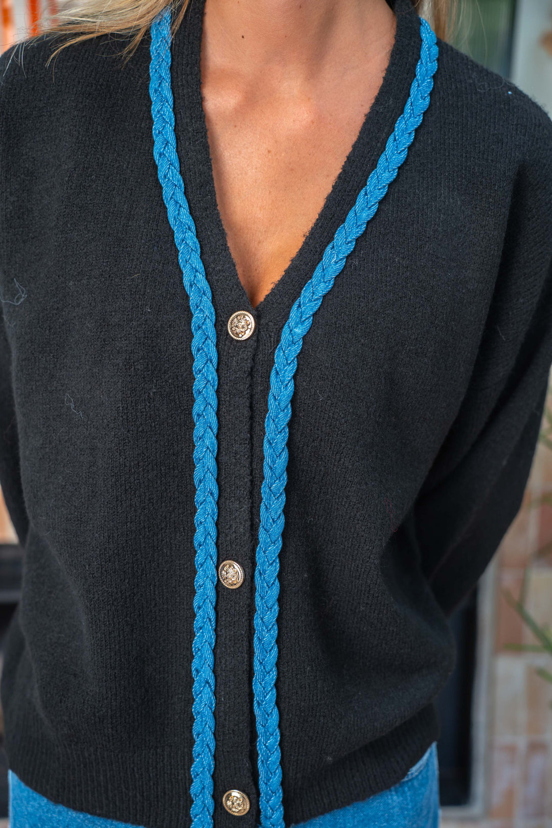 Cardigan col en V Rosalie - Taille unique / Noir - cardigans