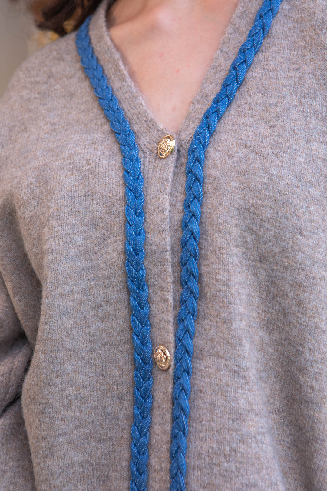 Cardigan col en V Rosalie - Taille unique / Taupe