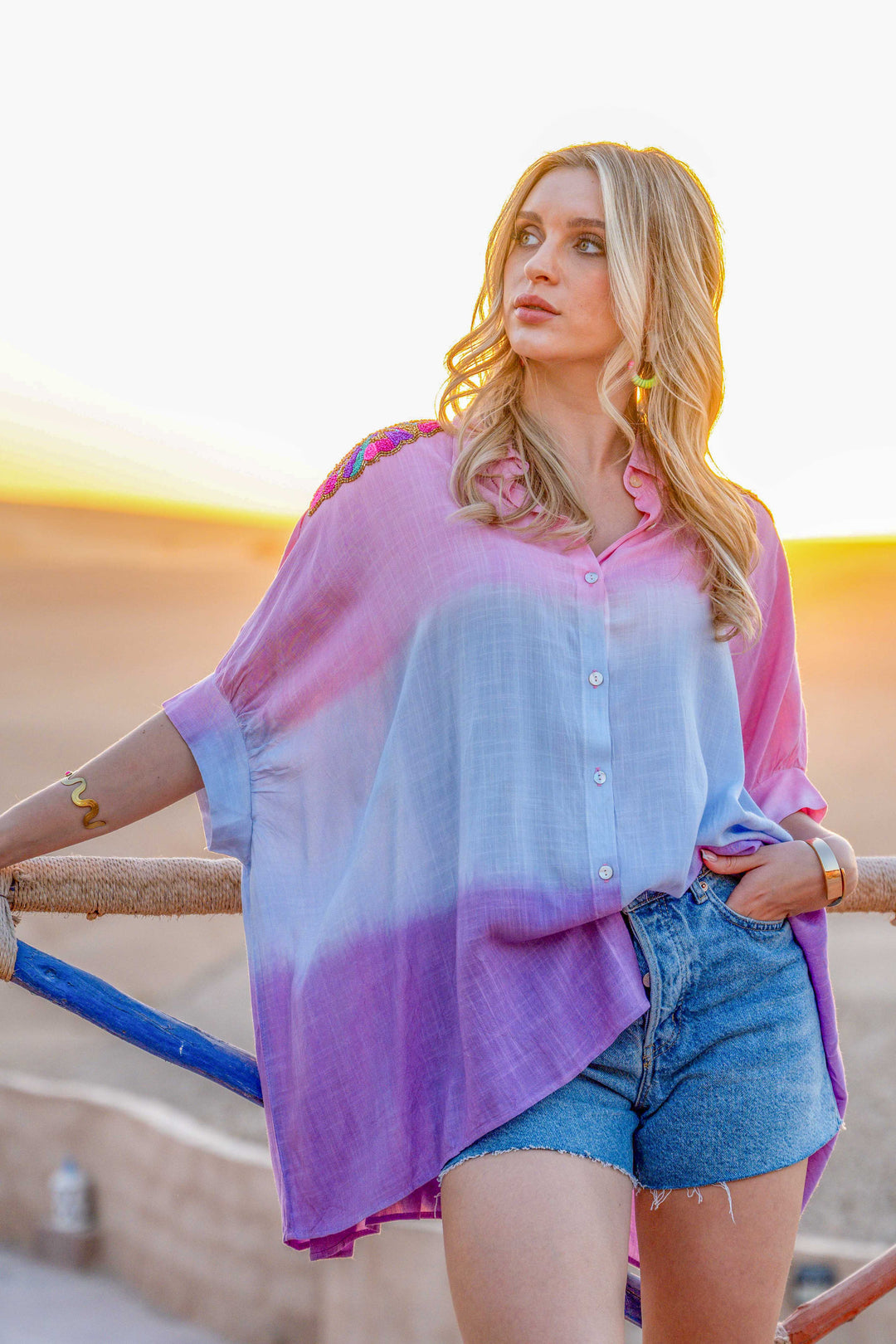 Chemise ample Tie and Dye Jakarta - Bleu / Taille unique