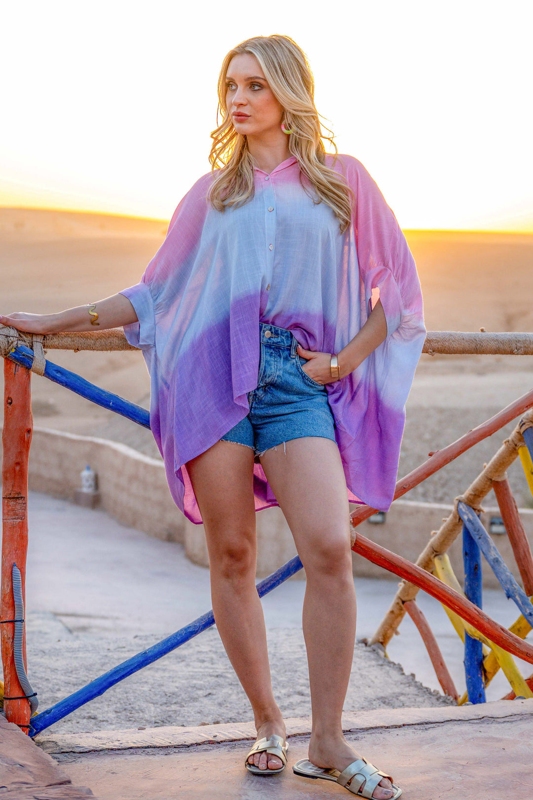 Chemise ample Tie and Dye Jakarta - Bleu / Taille unique