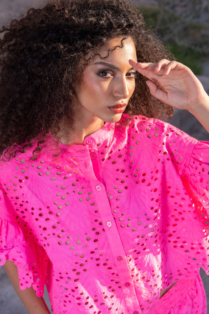 Chemise broderie fluide Elina - Taille unique: 36 au 42