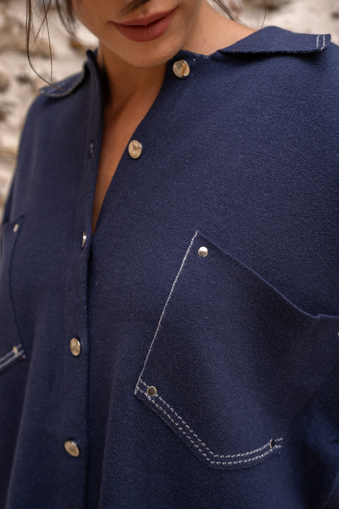 Chemise oversize boutonnée Rafia - Taille unique / Bleu