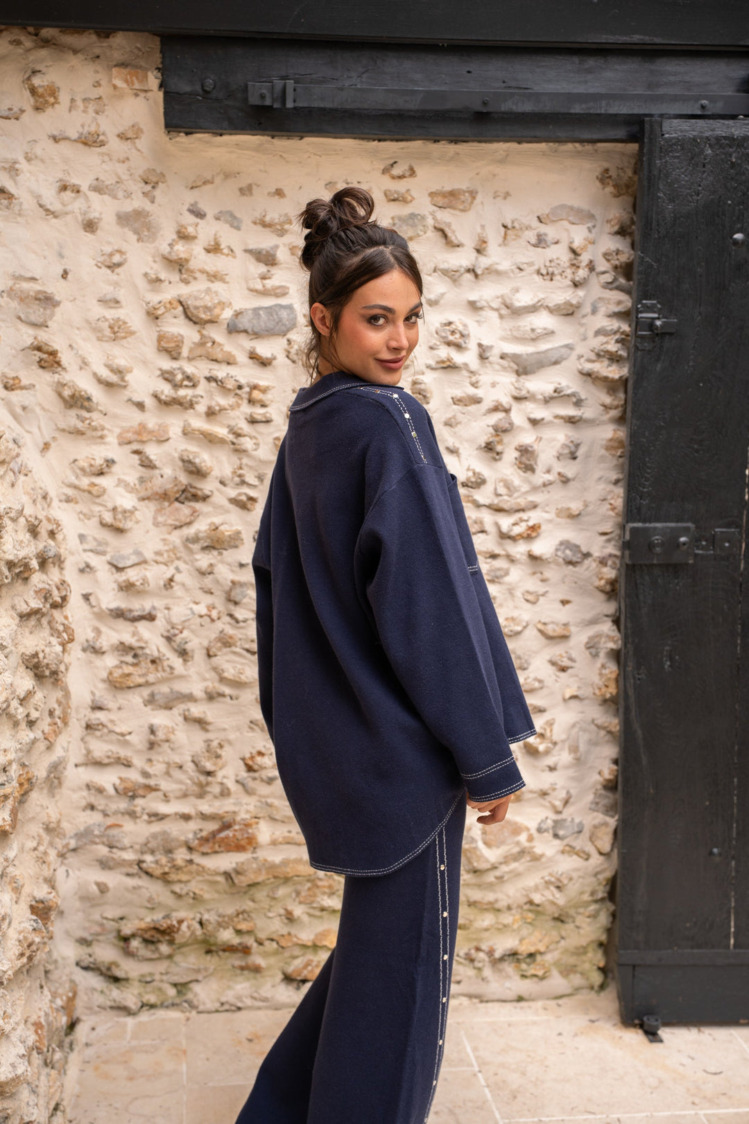 Chemise oversize boutonnée Rafia - Taille unique / Bleu