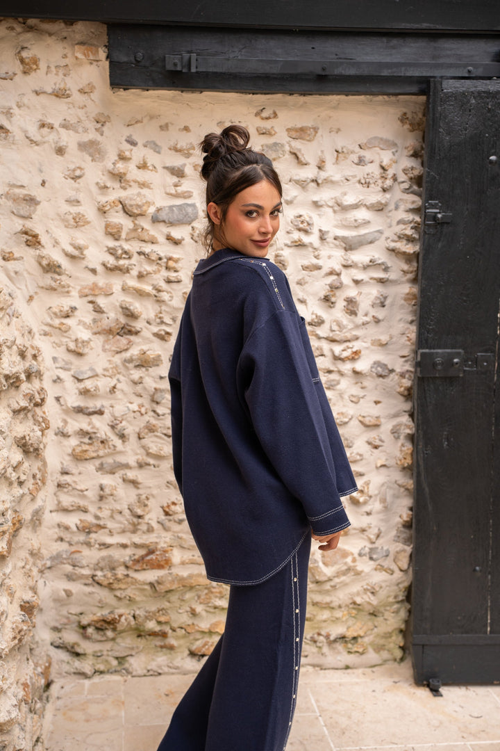 Chemise oversize boutonnée Rafia - Taille unique / Bleu