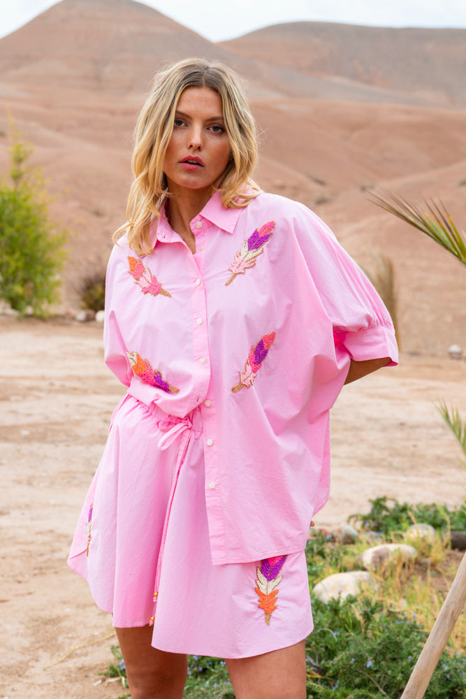 Chemise oversize brodée Marsy - Taille unique: 36 au 42